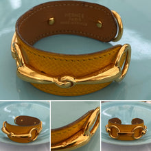 Charger l&#39;image dans la galerie, Bracelet Mords sur cuir jaune Hermès
